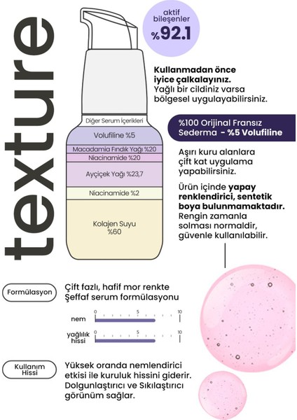 %5 Volufiline Içeren Dolgunlaştırıcı, Sıkılaştırıcı Çift Fazlı Serum Derma Factory Blendin Serum