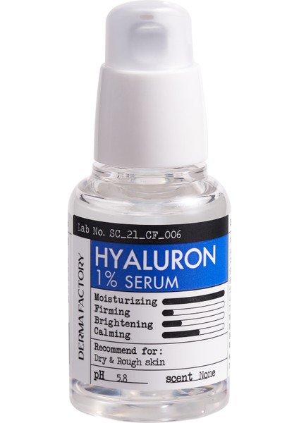 Derinlemesine Nemlendirici Hyalüronik Asit Serum Derma Factory %1 Hyaluron Serum 30 ml