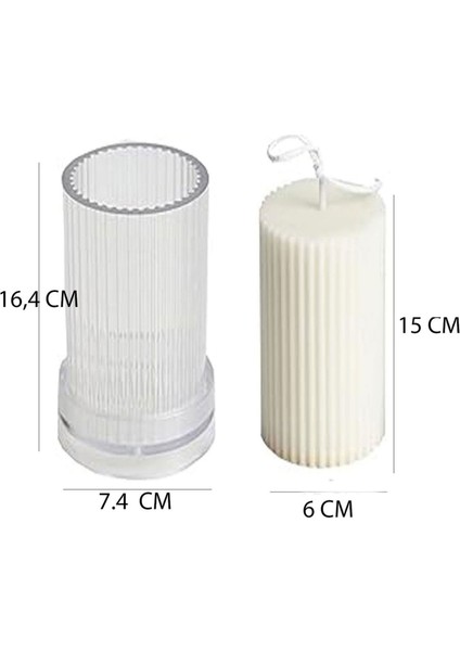 Poli Karbon Sert Plastik Mum Kalıbı Dik Çizgili 16,4x7,4 cm