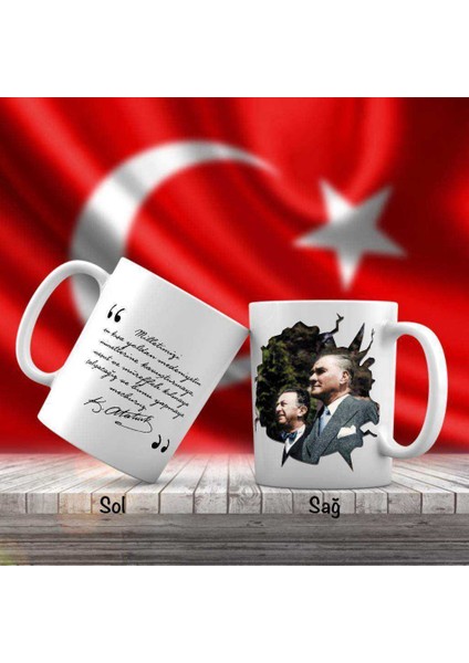 Takım Elbiseli Mustafa Kemal Atatürk - Atatürk'ün Sözleri -Kupa Bardak