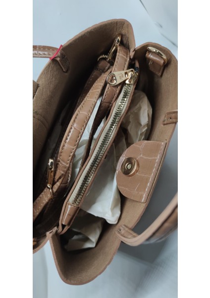 Timsah Deri Desenli Vizon Kadın Omuz Çantası modelleri