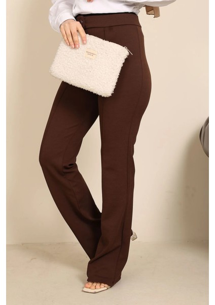 Luxwomen Düğmeli Yüksek Bel Çımalı Salaş Dabıl Kumaş Pantolon-Eşofman modelleri