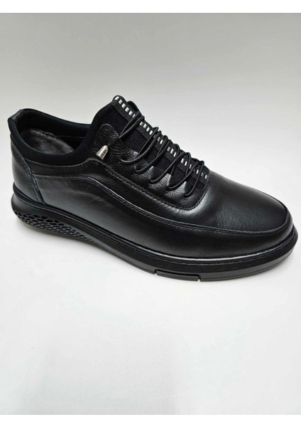 Hakiki Deri Siyah Bağcıksız Rahat Kauçuk Tabanlı Erkek Ayakkabı C-8401446 fiyatları