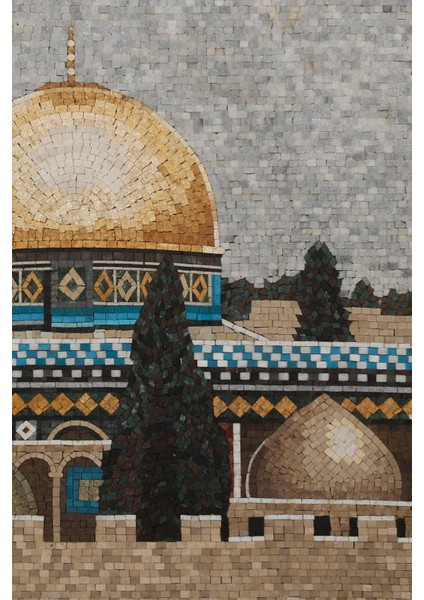 Kubbe-I Sahra'nın Taş Mozaik Sanatı Tablosu, Büyük Boy, Altın Çerçeve 83*102 cm P00027 modelleri