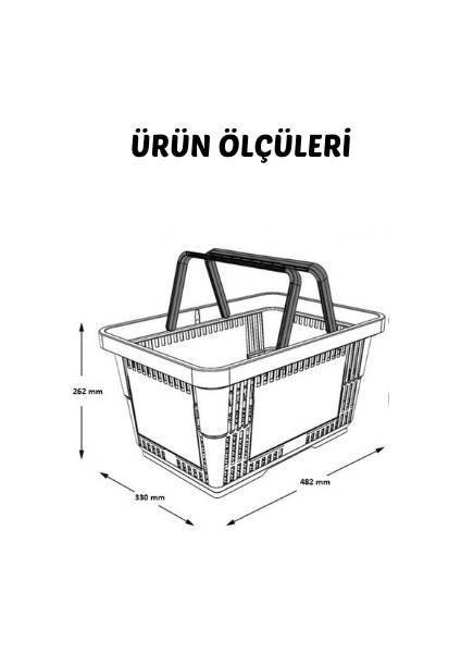 22 Litre Çift Saplı Market Sepeti Alışveriş Sepeti 5 Adet