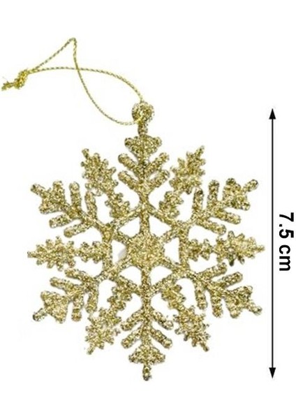 Yılbaşı Ağacı Süsleri Renkli Simli Kar Tanesi Asmalı Dekor Süsü 7 cm 3'lü