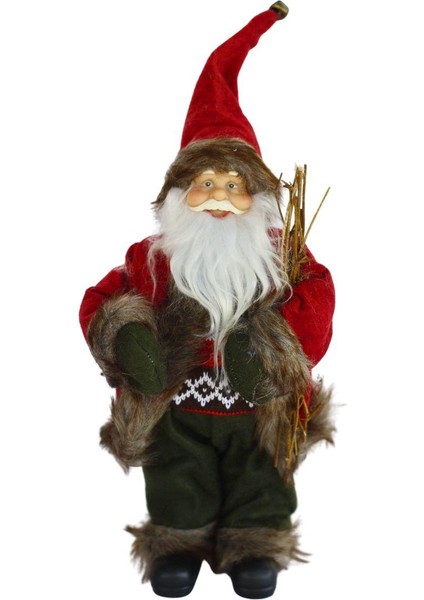 Yılbaşı Dekor Süsü Dekoratif Çalılı Noel Baba 35 cm