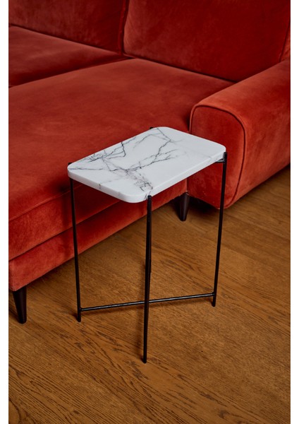 Leylak Mermer Yan Sehpa / Komidin (Siyah Metal Ayaklı) modelleri