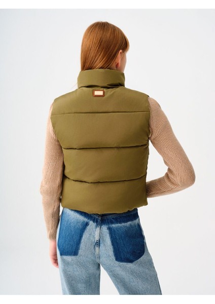 Kadın Loose Crop Haki Yelek LF2036587 fırsatları