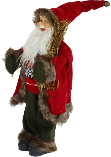 Yılbaşı Dekor Süsü Dekoratif Çalılı Noel Baba 45 cm