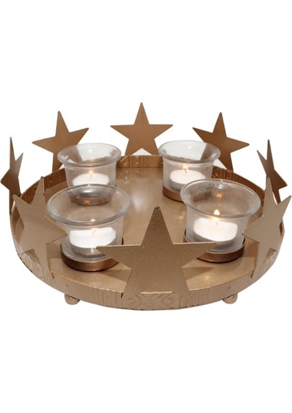 Yıldızlı Tealight Mumluk 4'lü 25CM