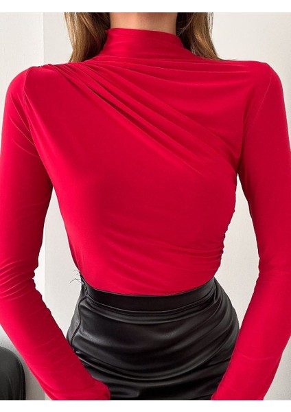 Infome Kadın Vanezia Kumaş Balıkçı Yaka Drapeli Bluz indirimleri