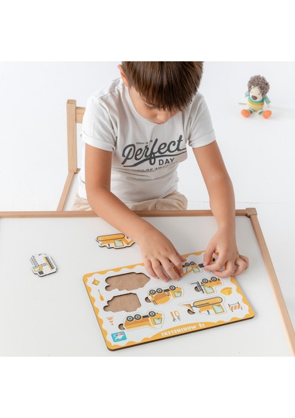 Montessori Iş Makineleri Ahşap Bultak Puzzle Seti - Eğitici, Öğretici ve Güvenli Çocuk Oyuncağı