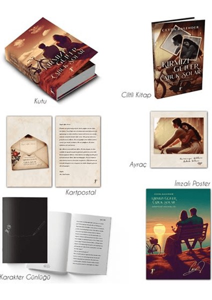 Kırmızı Güller Çabuk Solar (Ciltli) - Ceyda Kalender + Kartpostal - Karakter Günlüğü - Ayraç - İmzalı Poster