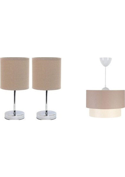 3 Lü Set Avize ve Komodin Üstü Abajur