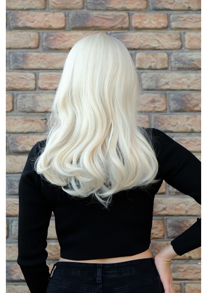 Omuz Sarı Fiber Sentetik Perçemli Peruk modelleri