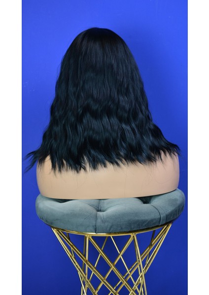 Kısa Fiber Sentetik Dalgalı Siyah Peruk fiyatları