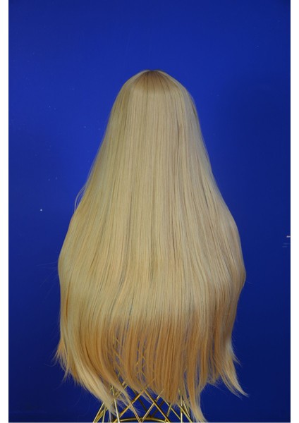 Bebek Sarısı Uzun Düz Fiber Sentetik Perçemsiz Peruk fiyatları