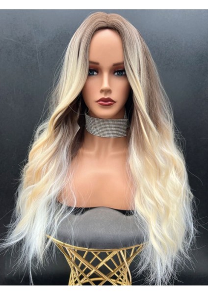 Kahve, Platin ve Sarı Balyajlı Lüks Peruk fiyatları