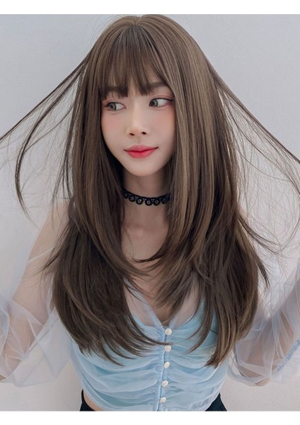 Kumral Perçemli Orta Boy Peruk modelleri