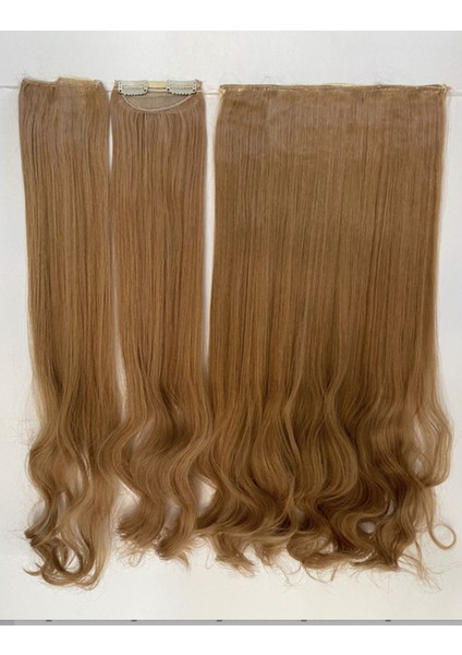 Soft Açık Kahve Su Dalgalı Uzun Yarım Ay Saç - 3 Parça Çıt Çıt 75CM. 230 Gr. Vıp Serı