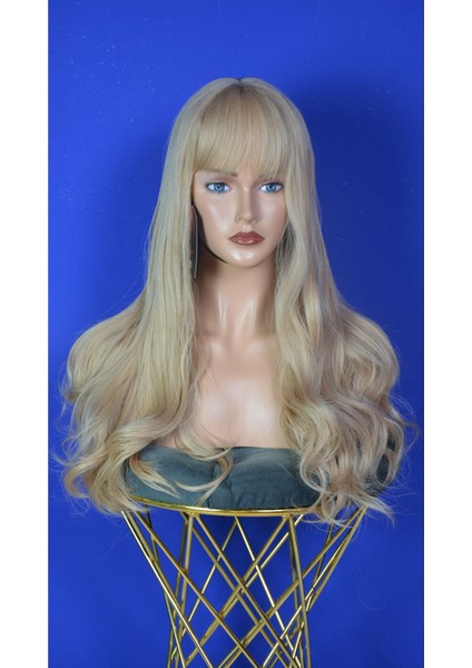 Uzun Boy Bebek Sarısı Fiber Sentetik Perçemli Peruk