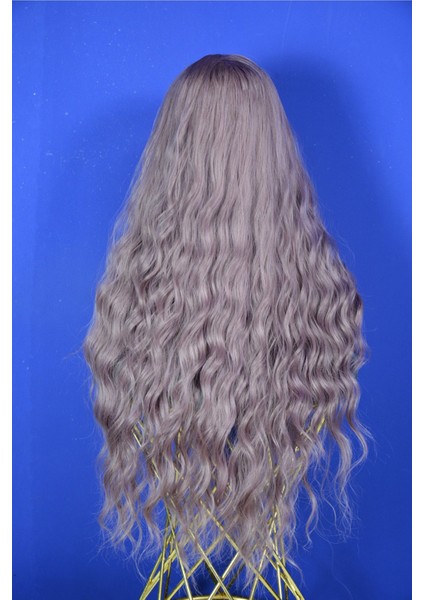 Mor Hafif Dalgalı Uzun Fiber Sentetik Perçemsiz Peruk fiyatları