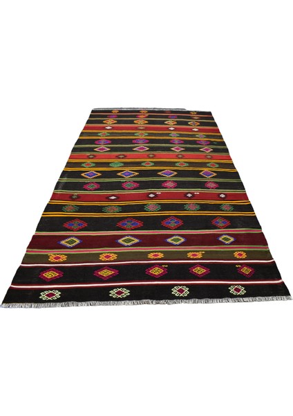 El Dokuması Ihtişamlı Yekpare Antalya Yörük Yün Kilim 5263