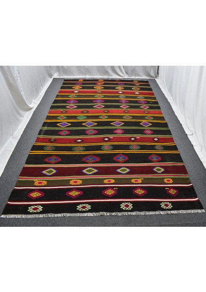 El Dokuması Ihtişamlı Yekpare Antalya Yörük Yün Kilim 5263