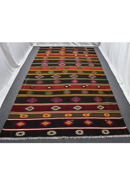 El Dokuması Ihtişamlı Yekpare Antalya Yörük Yün Kilim 5263