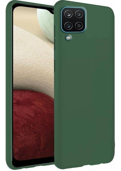 Samsung Galaxy A12 İnce Mat Silikon Kılıf Haki