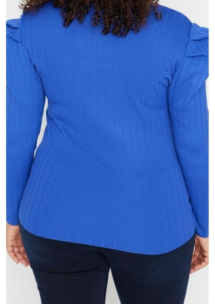 Moda Büyük Beden Kare Yaka Triko Fit Düz Desen Casual Günlük Regular Uzun Kol Bluz indirimleri
