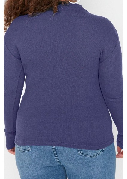 Moda Büyük Beden Dik Yaka Örme Fit Düz Desen Casual Günlük Regular Uzun Kol Bluz indirimleri