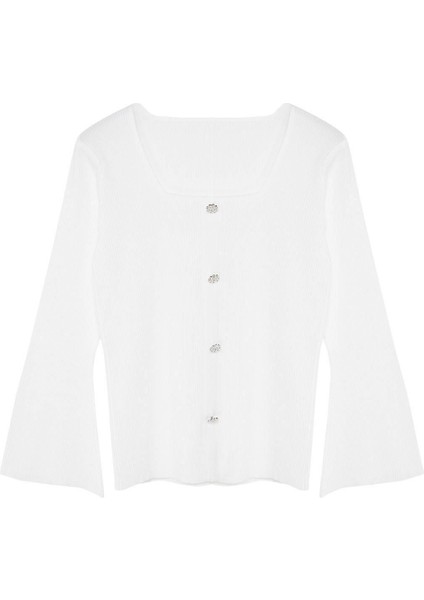 Moda Büyük Beden Kare Yaka Triko Fit Düz Desen Casual Günlük Regular Uzun Kol Bluz fiyatları