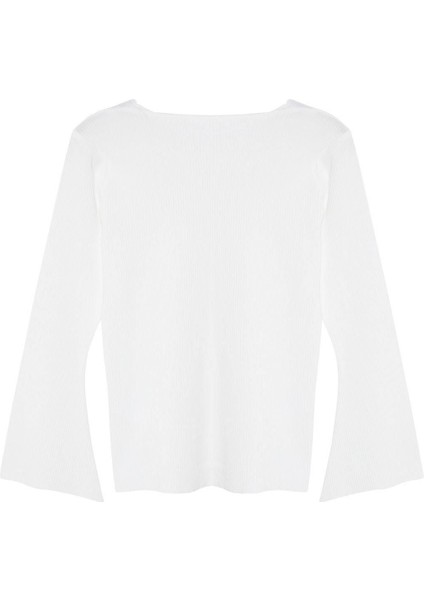 Moda Büyük Beden Kare Yaka Triko Fit Düz Desen Casual Günlük Regular Uzun Kol Bluz modelleri