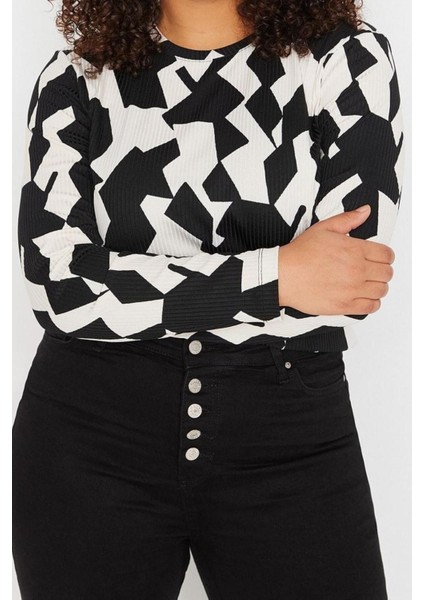 Moda Büyük Beden Bisiklet Yaka Örme Fit Düz Desen Casual Günlük Regular Uzun Kol Bluz indirimleri