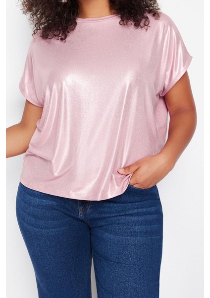 Moda Büyük Beden Bisiklet Yaka Örme Regular Düz Desen Casual Günlük Regular Kısa Kol Bluz modelleri