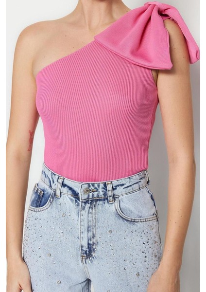 Moda Asimetrik Yaka Triko Regular Düz Desen Şık Gece Regular Kolsuz Bluz