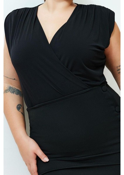 Moda Büyük Beden Kruvaze Örme Fit Düz Desen Casual Günlük Regular Kolsuz Bluz fırsatları