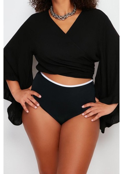 Moda Büyük Beden V Yaka Dokuma Fit Düz Desen Plaj Crop Truvakar Kol Kol Bluz fırsatları