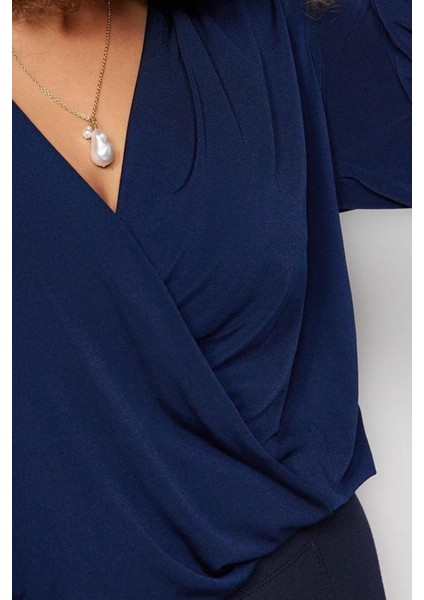Moda Büyük Beden Kruvaze Örme Regular Düz Desen Casual Günlük Regular Uzun Kol Bluz modelleri