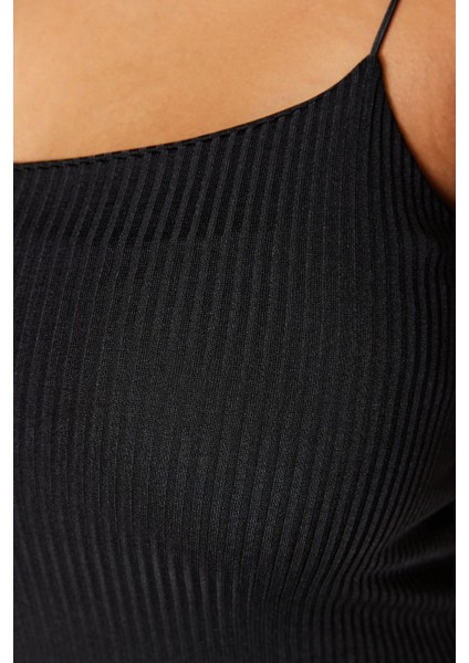 Moda Büyük Beden Kare Yaka Örme Fit Düz Desen Casual Günlük Crop Askılı Kol Bluz indirimleri