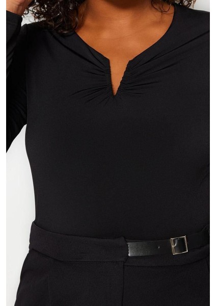 Moda Büyük Beden V Yaka Örme Fit Düz Desen Casual Günlük Regular Uzun Kol Bluz modelleri
