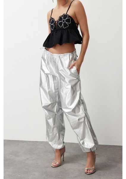 Moda Kalp Yaka Dokuma Crop Düz Desen Şık Gece Crop Askılı Kol Bluz