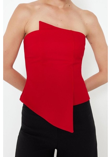 Moda Straplez Dokuma Fit Düz Desen Şık Gece Regular Kolsuz Bluz modelleri