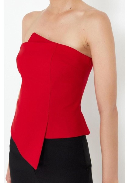 Moda Straplez Dokuma Fit Düz Desen Şık Gece Regular Kolsuz Bluz fırsatları