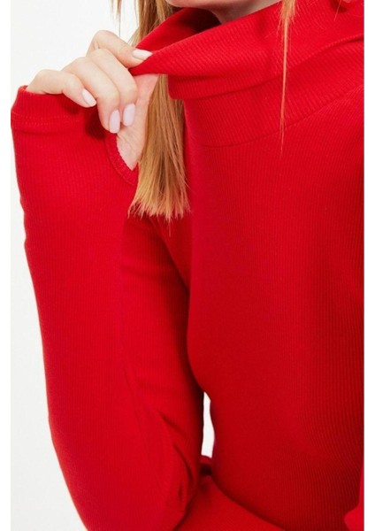 Moda Balıkçı Yaka Örme Slim Düz Desen Casual Günlük Crop Uzun Kol Bluz fırsatları