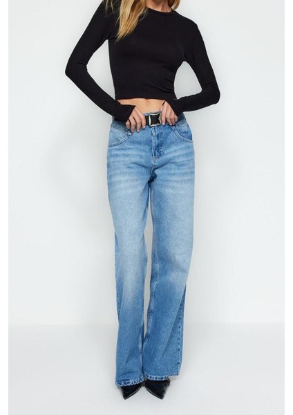 Moda Bisiklet Yaka Örme Slim Düz Desen Casual Günlük Crop Uzun Kol Bluz modelleri