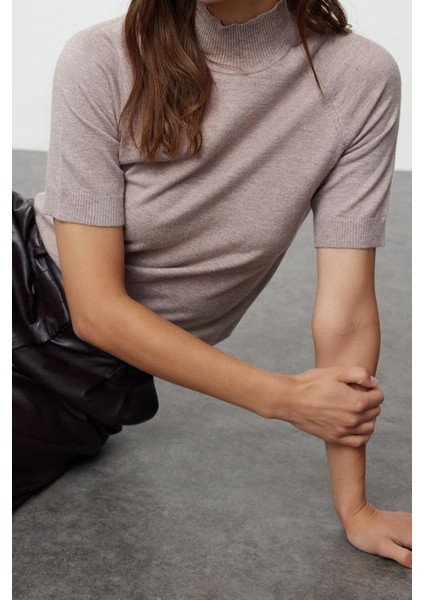 Moda Dik Yaka Triko Slim Düz Desen Casual Günlük Regular Kısa Kol Bluz fiyatları