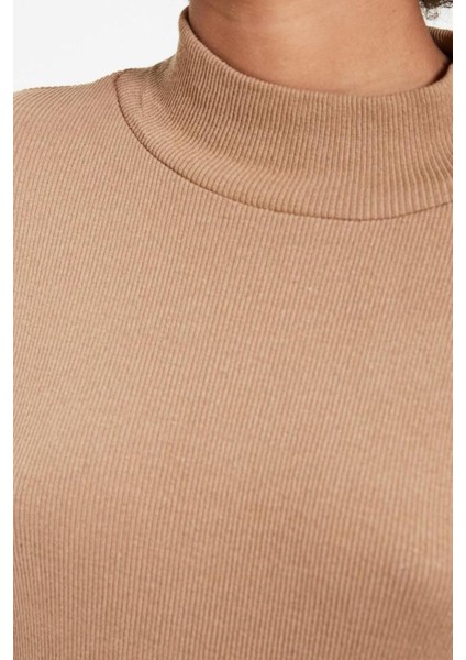 Moda Dik Yaka Örme Slim Düz Desen Casual Günlük Regular Uzun Kol Bluz fırsatları